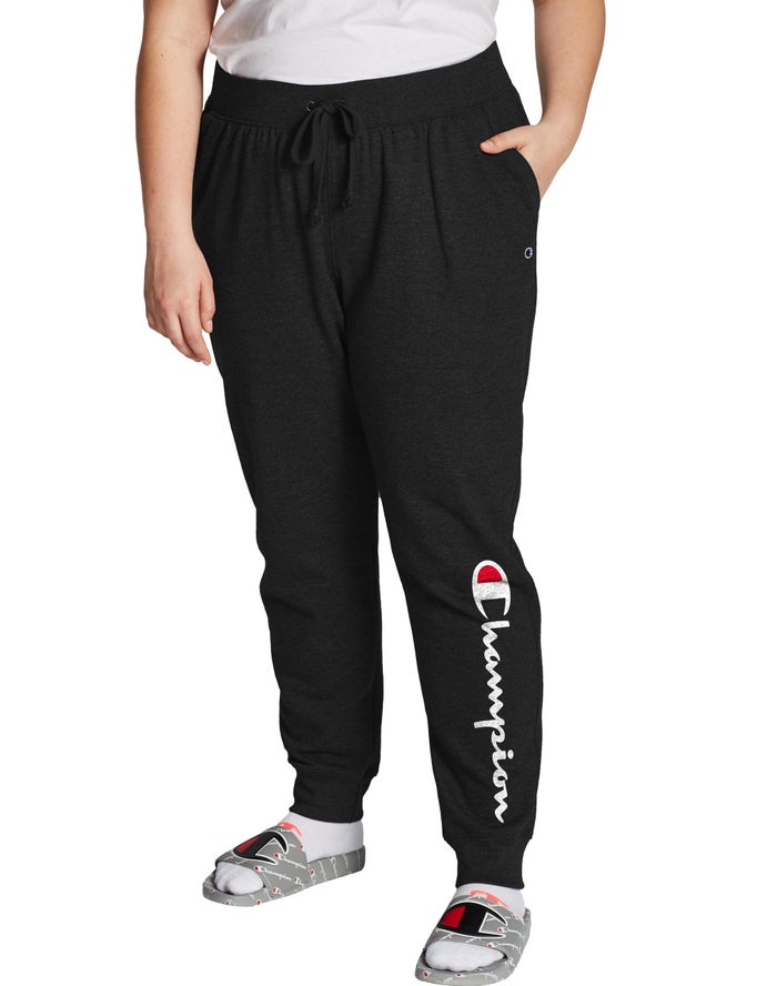 Champion Dame Joggingbukser Sort - Plus Powerblend Fleece Script Logo - Danmark UZX-436852